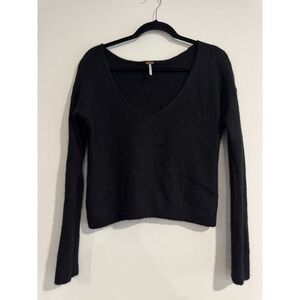 Free People Knit Alpaca Wool Nylon Blend Black Women's Sweater Medium Soft